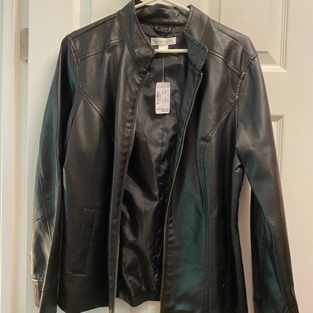 Faux leather zip up jacket - never worn